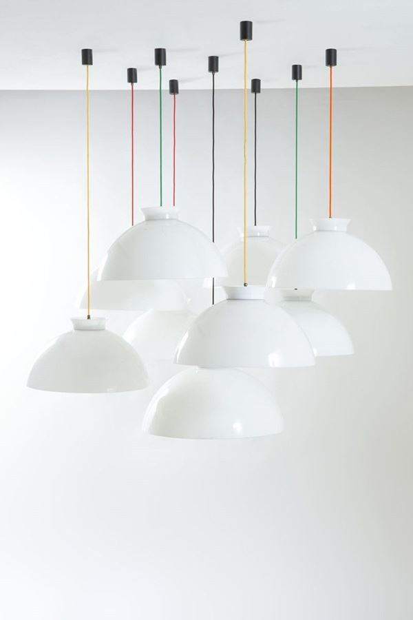 Achille e Pier Giacomo Castiglioni : Nove lampade a sospensione mod  - Auction Spring Design - Incanto Casa d'Aste e Galleria