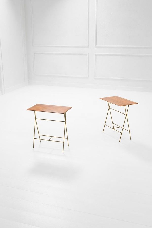 Due tavolini
Ottone, legno. 
  - Asta Spring Design - Incanto Casa d'Aste e Galleria