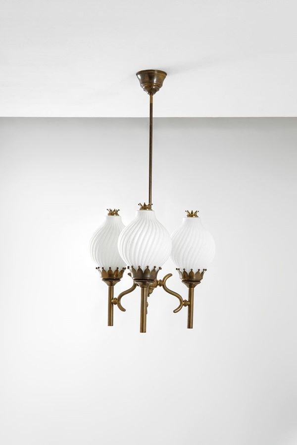 Angelo Lelii : Lampadario a tre luci mod. Tor  - Auction Spring Design - Incanto Casa d'Aste e Galleria