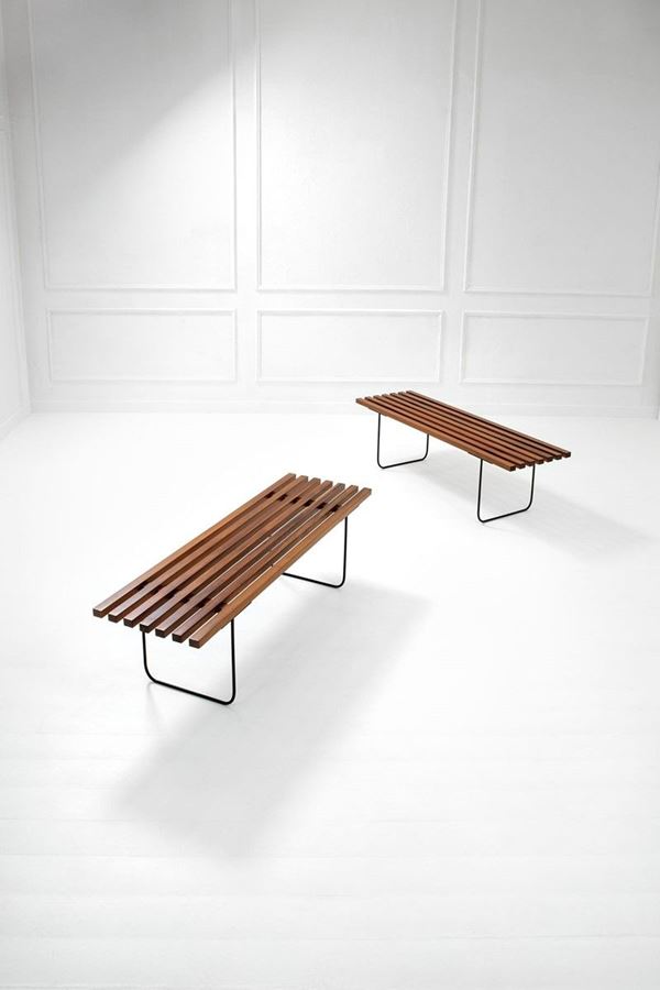 I.S.A. : Due panche 
Legno, ferro. 
P  - Asta Spring Design - Incanto Casa d'Aste e Galleria