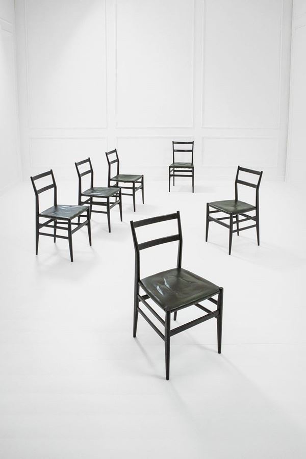 Gio Ponti : Sei sedie mod. Leggera 
Legno  - Auction Spring Design - Incanto Casa d'Aste e Galleria