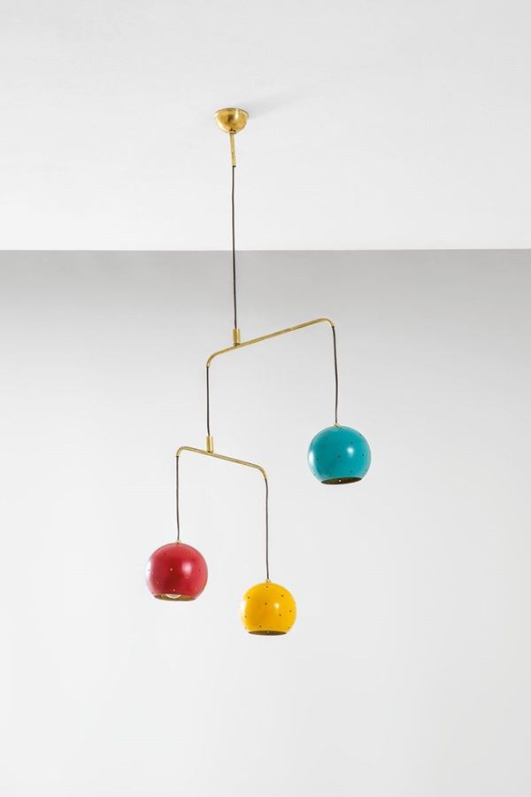 Stilux : Lampada a sospensione 
Ottone  - Asta Spring Design - Incanto Casa d'Aste e Galleria