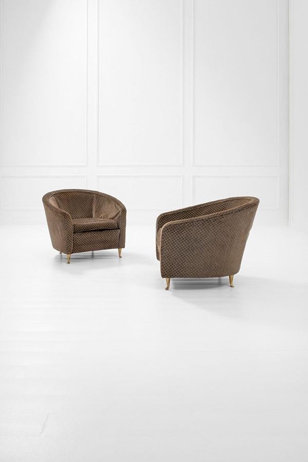 I.S.A. : Due poltrone 
Legno, tessuto,  - Asta Spring Design - Incanto Casa d'Aste e Galleria