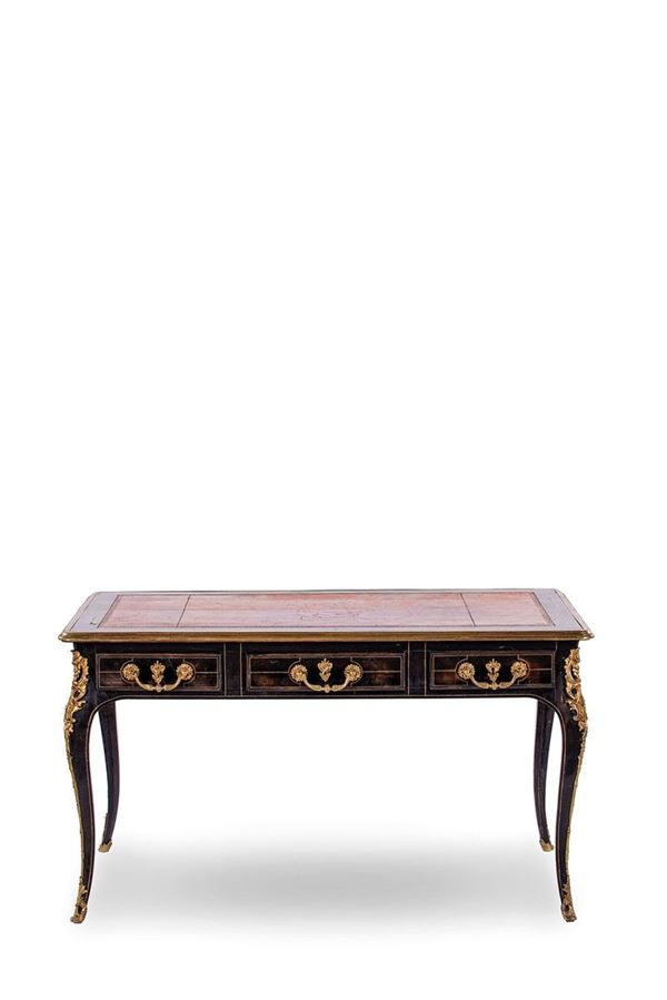 Bureau plat in legno ebanizzat  - Auction Antiquariato - Incanto Casa d'Aste e Galleria