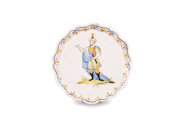 Alzata in maiolica bianca deco