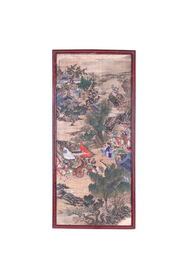 Coppia di pannelli cinesi dipi  - Asta Antiquariato - Incanto Casa d'Aste e Galleria