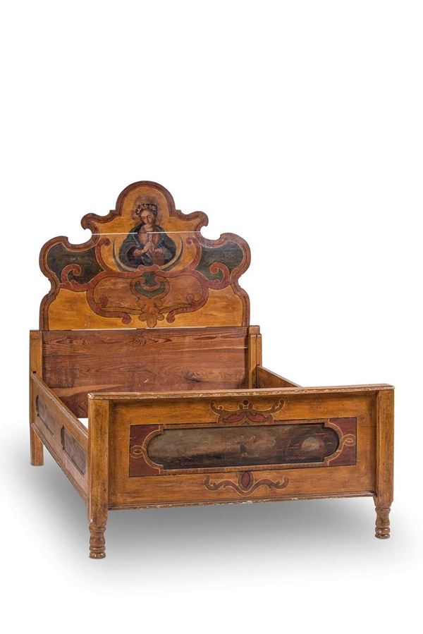 Letto in legno a una piazza co  - Auction Antiquariato - Incanto Casa d'Aste e Galleria