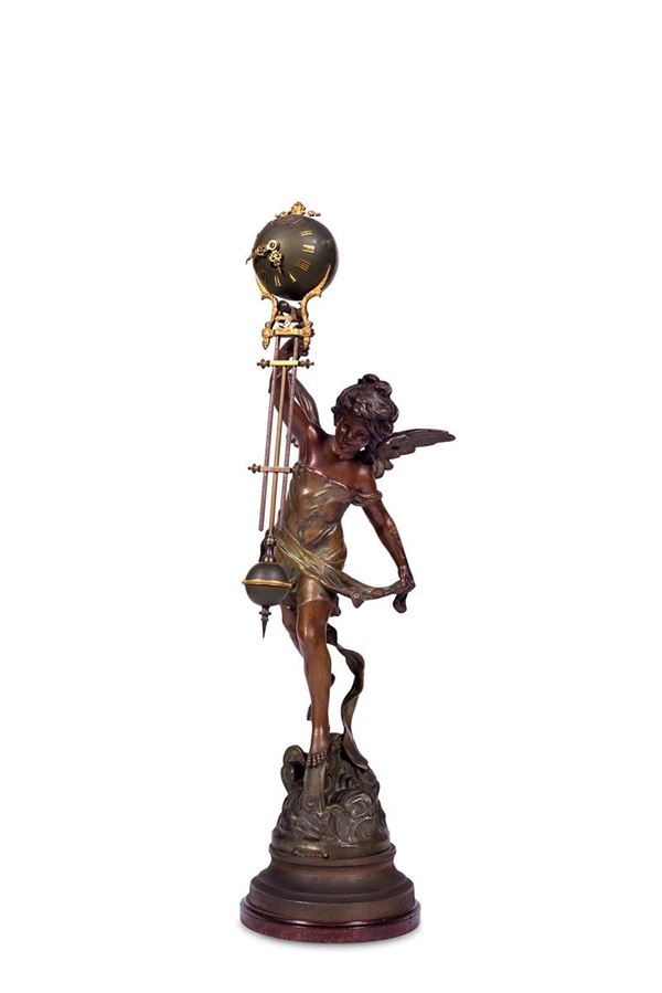 Orologio a pendolo in antimoni  - Auction Antiquariato - Incanto Casa d'Aste e Galleria
