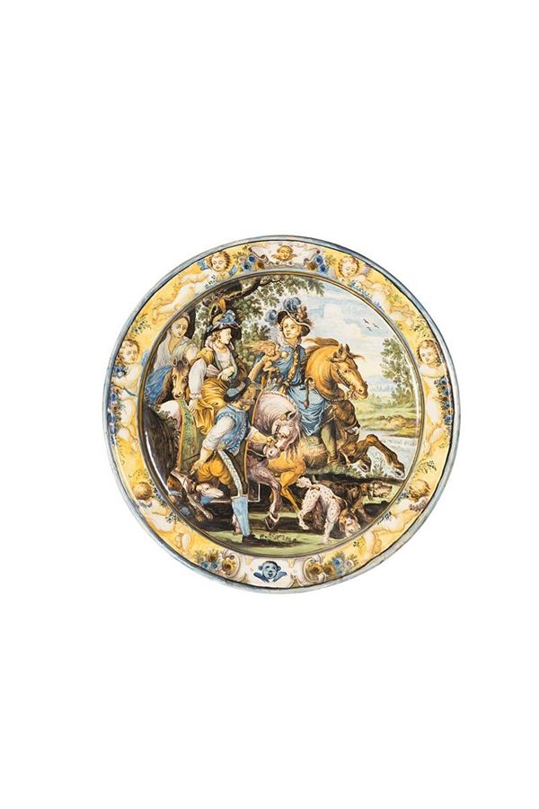 Piatto in maiolica policroma r