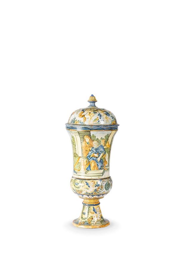 Vaso con coperchio in maiolica  - Auction Antiquariato - Incanto Casa d'Aste e Galleria