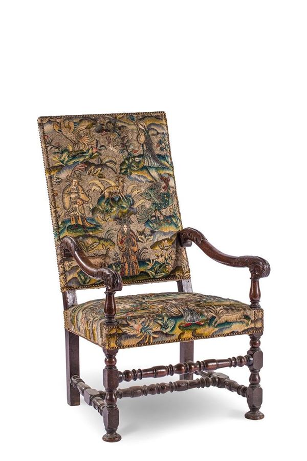 Importante poltrona in noce co  - Asta Antiquariato - Incanto Casa d'Aste e Galleria