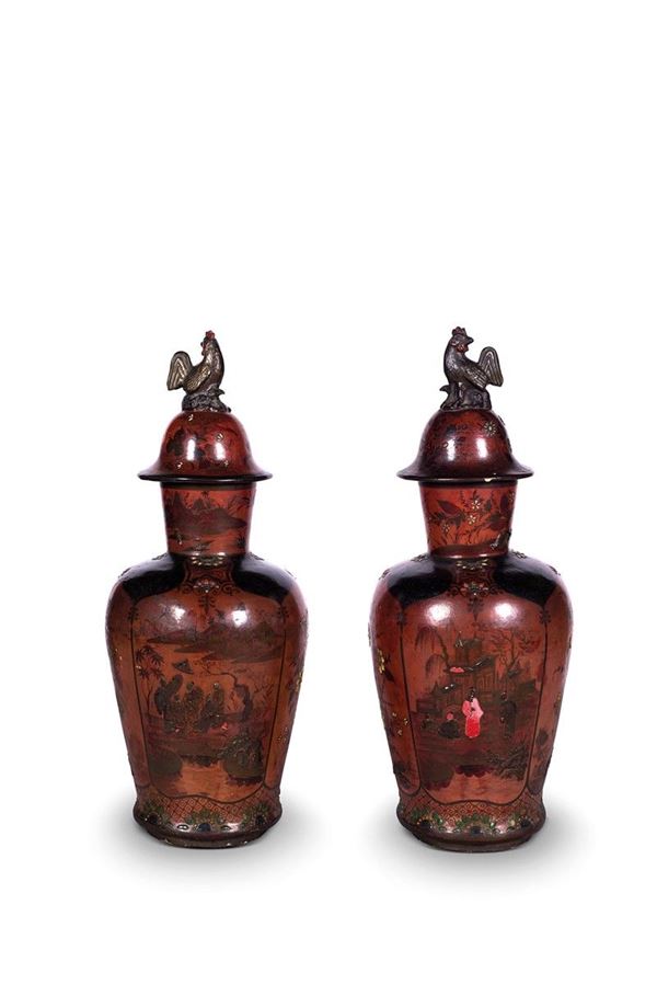 Coppia di potiches con coperch  - Asta Antiquariato - Incanto Casa d'Aste e Galleria