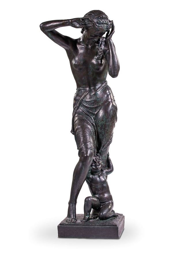 Giovanni Riva - Statua in bronzo, Donna con bambino