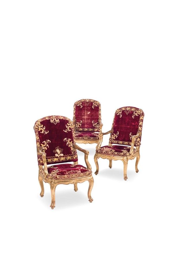 Lotto di tre poltrone in legno  - Auction Antiquariato - Incanto Casa d'Aste e Galleria