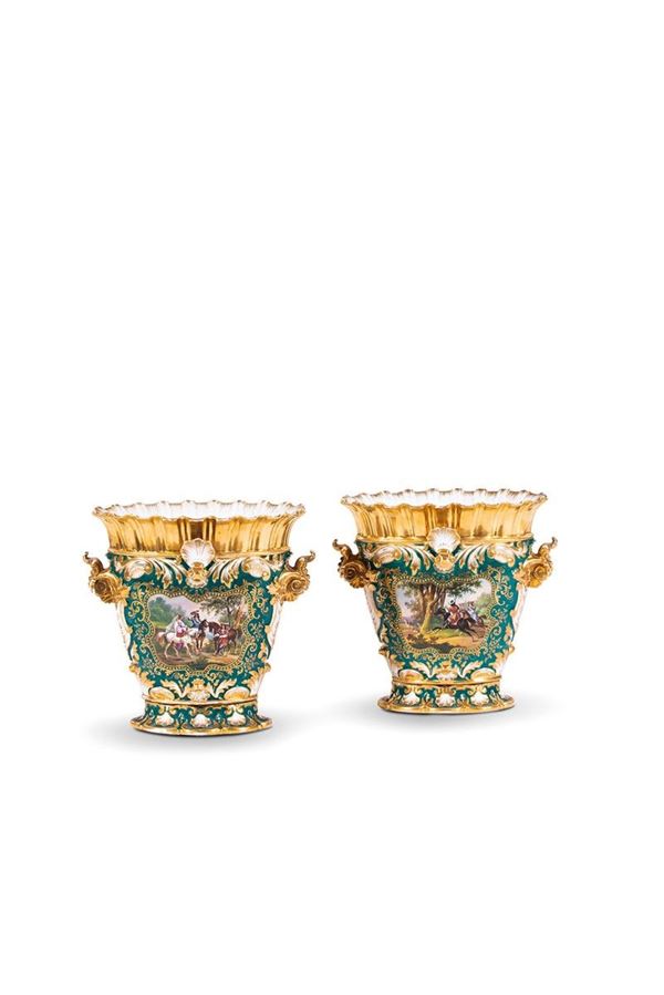 Coppia di vasi di forma ovale   - Asta Antiquariato - Incanto Casa d'Aste e Galleria