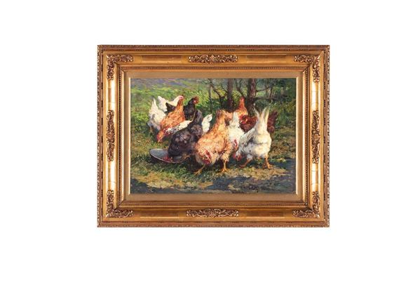 Giovanni Guarlotti - Galline
Olio su cartone firma