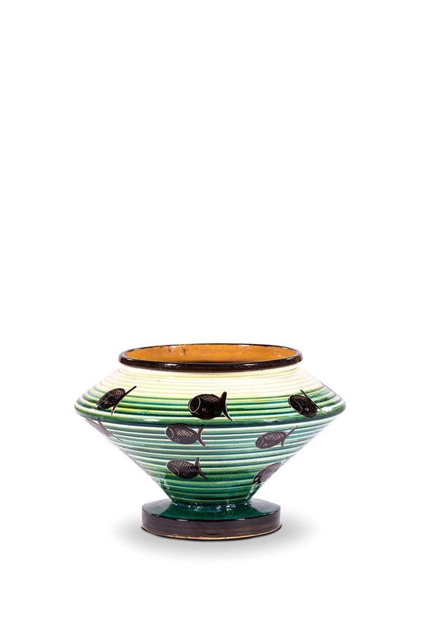 Rometti - Vaso in ceramica dipinta nei t