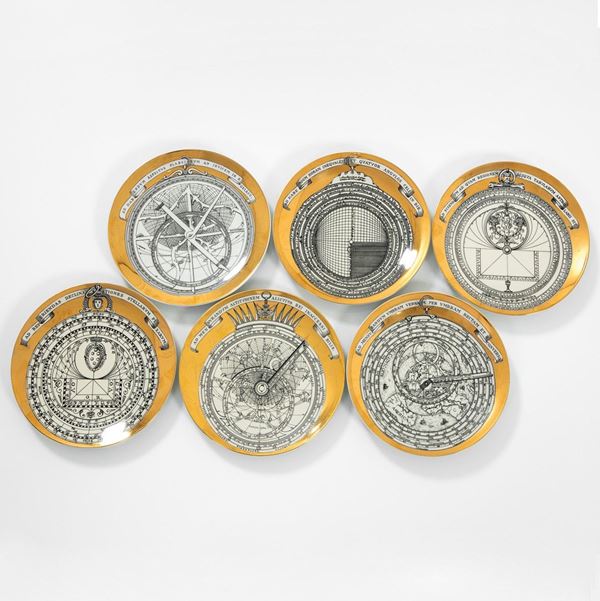 Piero Fornasetti : Sei piatti della serie Astrola  - Asta Design first - Incanto Casa d'Aste e Galleria