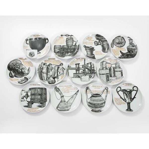 Piero Fornasetti : Dodici piatti per Martini e Ro  - Asta Design first - Incanto Casa d'Aste e Galleria