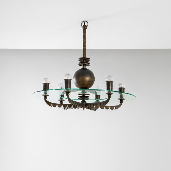 Paolo Buffa : Lampadario a sei lumi
Bronzo,  - Asta Design first - Incanto Casa d'Aste e Galleria