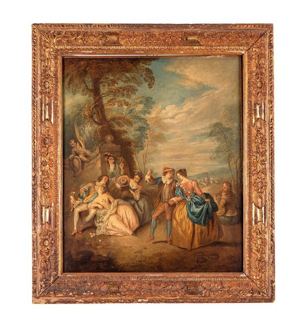 Scena galante
Olio su tela
c  - Asta Antiquariato, Pittura, Oggetti d'arte, Porcellana, Arte Moderna - Incanto Casa d'Aste e Galleria