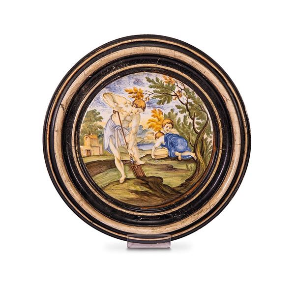 Tondo in maiolica policroma
M