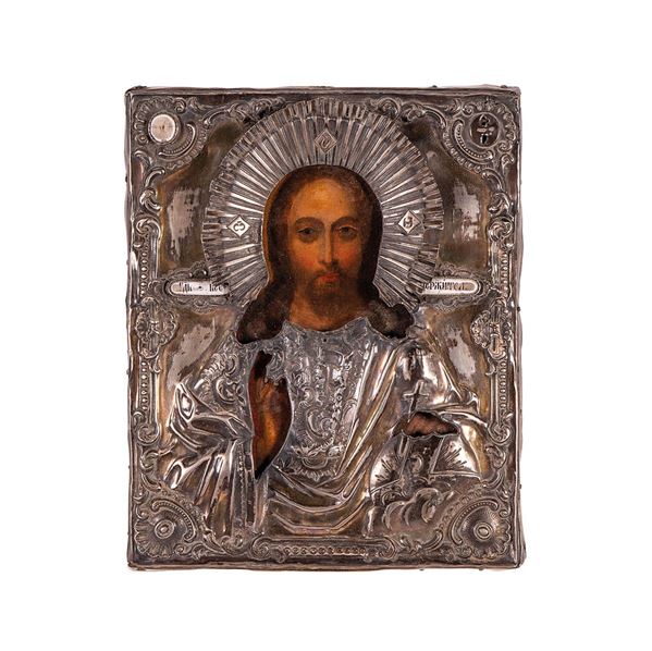 Icona con figura di Cristo, ri  - Asta Antiquariato, Pittura, Oggetti d'arte, Porcellana, Arte Moderna - Incanto Casa d'Aste e Galleria