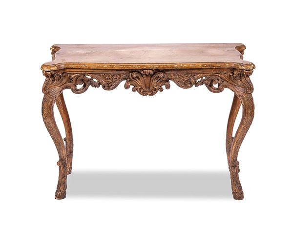 Consolle in legno scolpito e d