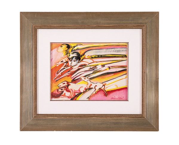 Remo Brindisi : La caccia
Olio su tela, firma  - Auction Dipinti del XX secolo - Incanto Casa d'Aste e Galleria