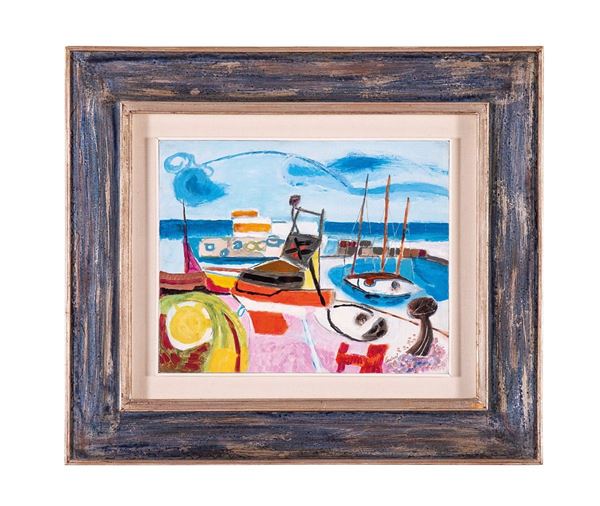 Enrico Paulucci : Sulla spiaggia
Olio su tela,   - Auction Dipinti del XX secolo - Incanto Casa d'Aste e Galleria