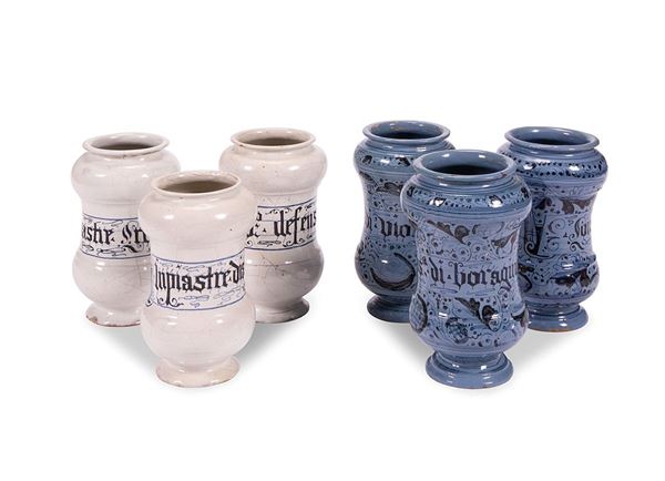Sei albarelli in maiolica deco