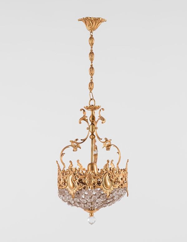 Lampadario in bronzo, coppa co