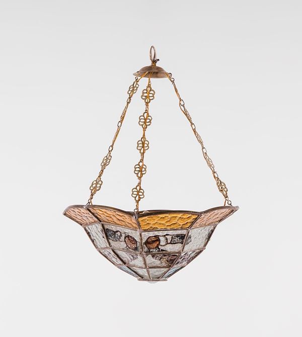 Lampadario in vetro colorato e