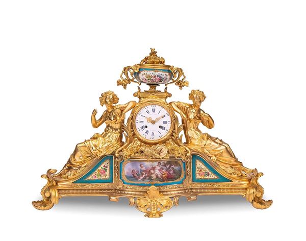 Orologio in bronzo e porcellan