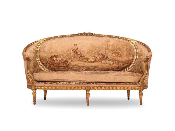 Divano in legno scolpito e dor  - Asta Antiquariato, Pittura, Oggetti d'arte, Porcellana, Arte Moderna - Incanto Casa d'Aste e Galleria