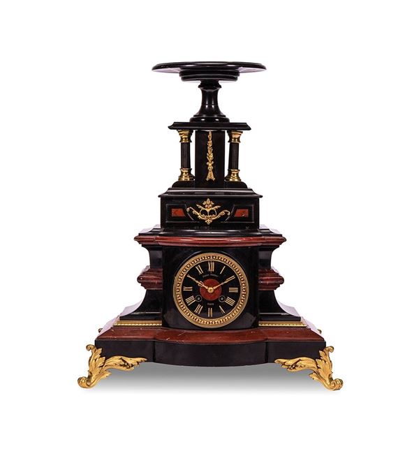 Orologio in marmo nero e rosso