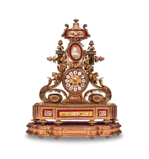 Orologio in bronzo con decoraz  - Auction Dipinti del XX secolo - Incanto Casa d'Aste e Galleria