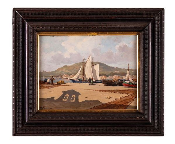 Veduta del porto di Pozzuoli d  - Asta Antiquariato, Pittura, Oggetti d'arte, Porcellana, Arte Moderna - Incanto Casa d'Aste e Galleria