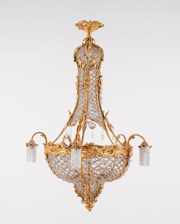 Lampadario in bronzo a sei bra  - Auction Dipinti del XX secolo - Incanto Casa d'Aste e Galleria