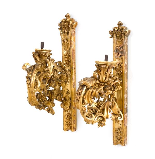 Coppia di importanti appliques  - Asta Antiquariato, Pittura, Oggetti d'arte, Porcellana, Arte Moderna - Incanto Casa d'Aste e Galleria