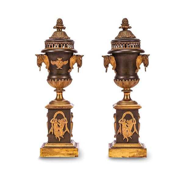 Coppia di casoulettes in bronz  - Asta Antiquariato, Pittura, Oggetti d'arte, Porcellana, Arte Moderna - Incanto Casa d'Aste e Galleria