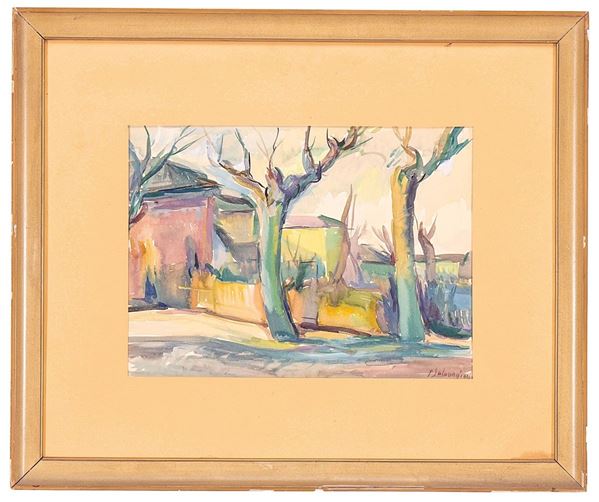Piero Solavaggione : Inverno
Tempera su carta, fir  - Auction Dipinti del XX secolo - Incanto Casa d'Aste e Galleria
