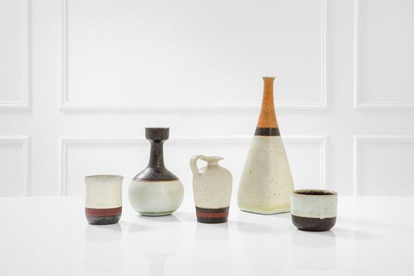 Bruno Gambone : Tre vasi, una brocca ed una ci  - Asta Design, Winter Sale - Incanto Casa d'Aste e Galleria