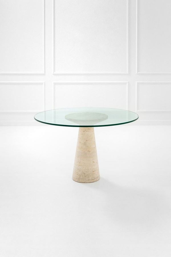 Angelo Mangiarotti : Tavolo
Travertino, cristallo   - Asta Design, Winter Sale - Incanto Casa d'Aste e Galleria