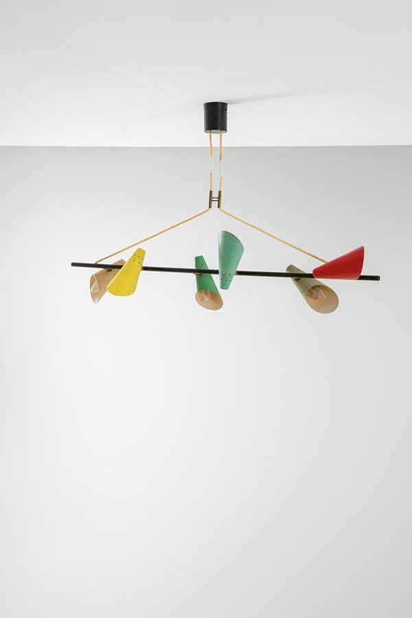 Stilux : Lampada a sospensione a sei lu  - Auction Design, Winter Sale - Incanto Casa d'Aste e Galleria