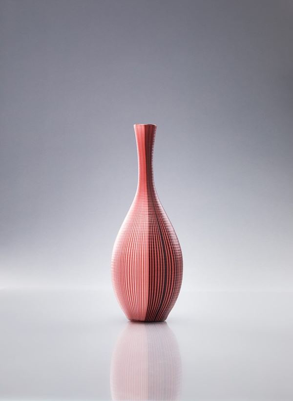 Carlo Scarpa - Vaso Tessuto a nastri bianchi e rossi