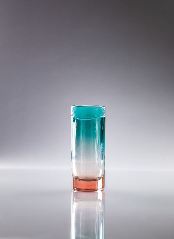 Yoichi Ohira - Vaso con sfumature verde e arancio