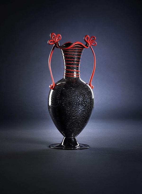 Fratelli Toso - Vaso a nastri in vetro nero