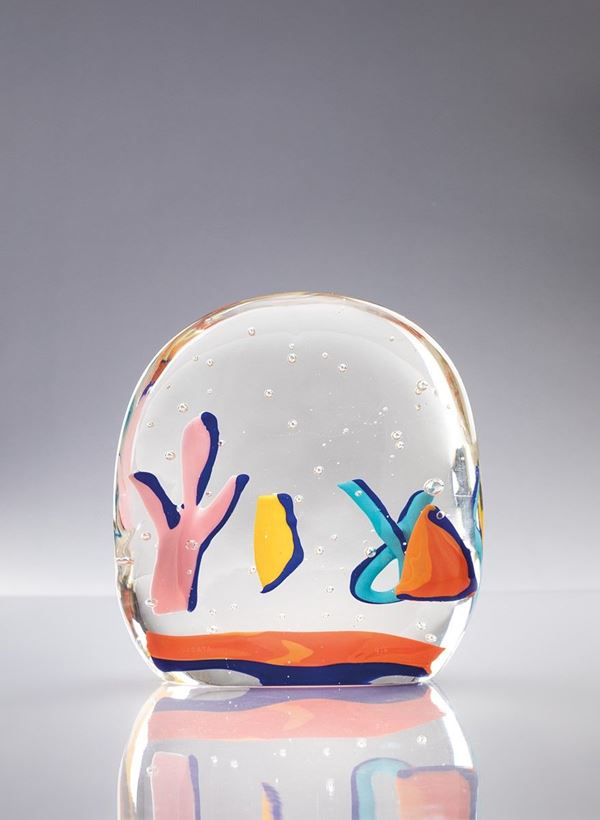 Riccardo Licata - Scultura in cristallo con inclusioni multicolore