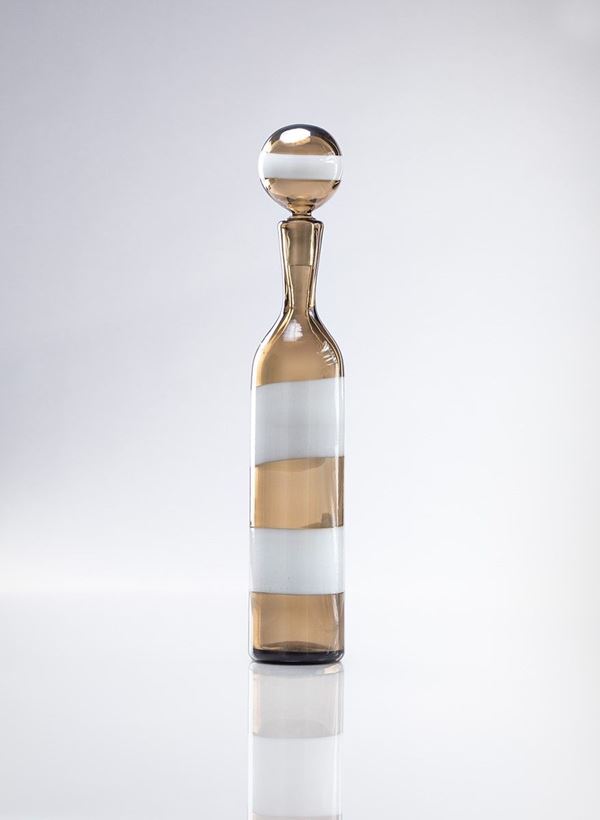 Paolo Venini - Bottiglia in vetro a fasce